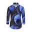 Men's Vacation Shirt Starry Sky Swirl Rhinestone Print Button Up Long Sleeve Shirt - Bleu profond 5XL