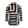 Men's Vacation Shirt Colorblock Tie Dye Striped Print Button Up Long Sleeve Shirt - Noir S