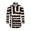 Men's Vacation Shirt Colorblock Tie Dye Striped Print Button Up Long Sleeve Shirt - Noir S