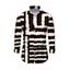 Men's Vacation Shirt Colorblock Tie Dye Striped Print Button Up Long Sleeve Shirt - Noir S