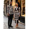 Vacation Couple Outfit Colorblock Tie Dye Striped Print Mesh Skew Neck Mesh Bodycon Dress and Long Sleeve Shirt Set - Noir S | US 4