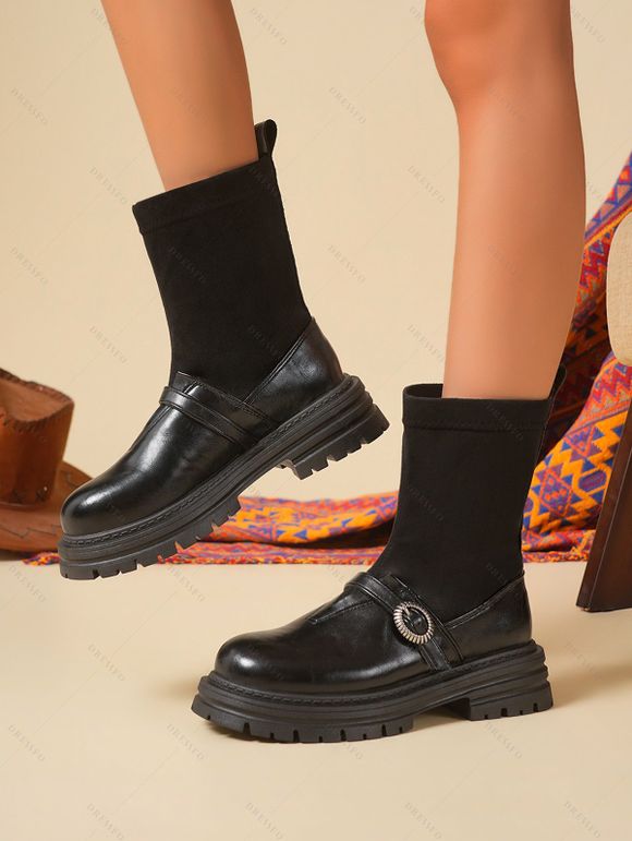 Retro and Chunky Soles For Height  Versatile Autumn Boots - Noir EU 37