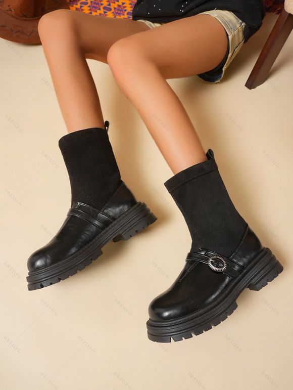 Retro and Chunky Soles For Height  Versatile Autumn Boots - Noir EU 37