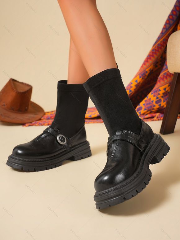 Retro and Chunky Soles For Height  Versatile Autumn Boots - Noir EU 37