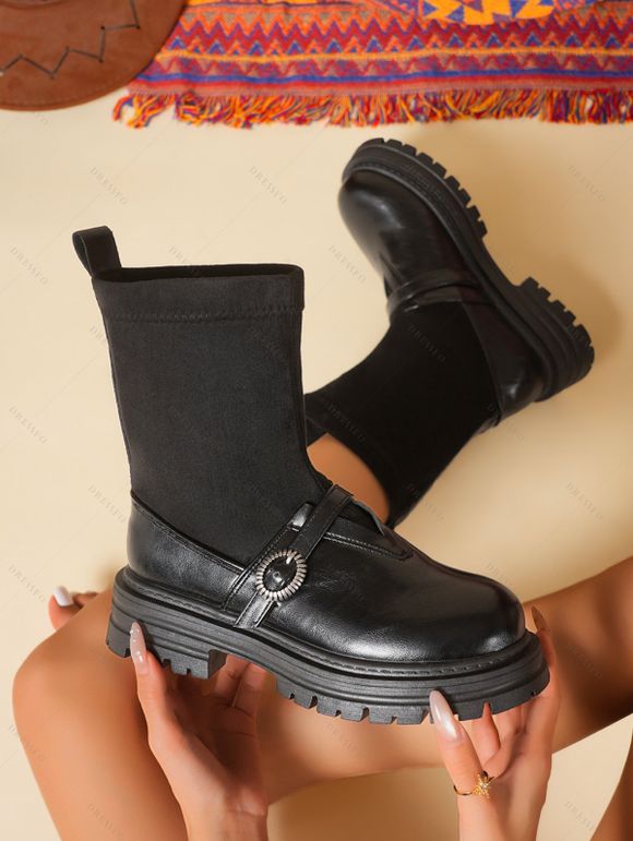 Retro and Chunky Soles For Height  Versatile Autumn Boots - Noir EU 37
