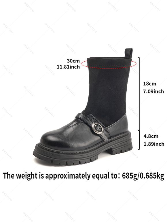Retro and Chunky Soles For Height  Versatile Autumn Boots - Noir EU 37