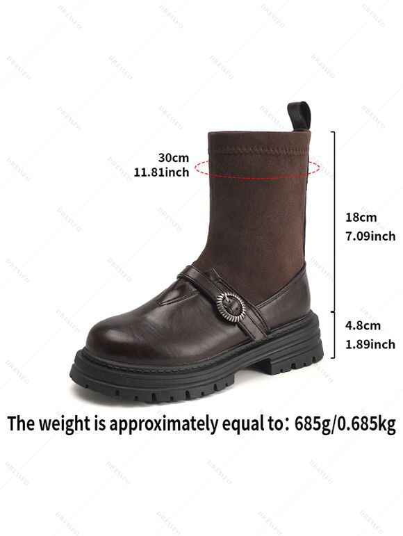 Retro and Chunky Soles For Height  Versatile Autumn Boots - Café profond EU 38