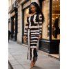 Vacation Dress Colorblock Tie Dye Striped Print Mesh Skew Neck Mesh Long Sleeve Bodycon Dress - Noir XL | US 12