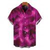 Vacation Couple Outfit Ink Wash Floral Print Mesh Cowl Neck Mermaid Slip Dress and Shirt Set - Rouge Rose S | US 4