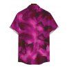 Vacation Couple Outfit Ink Wash Floral Print Mesh Cowl Neck Mermaid Slip Dress and Shirt Set - Rouge Rose S | US 4