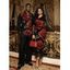 Vacation Couple Outfit Rose Floral Leaf Print Skew Neck Mesh Panel Bodycon Dress Long Sleeve Shirt Set - BLACK S | US 4