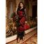 Vacation Dress Rose Floral Leaf Print Skew Neck Mesh Panel Long Sleeve Bodycon Dress - Noir XXL | US 14