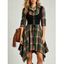 Robe chemise à carreaux vintage en faux twinset et robe mouchoir à lacets - Vert profond S | US 4