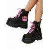 Ghost Pattern Square Toe Lace Up Side Zipper Thick Platform Gothic Martin Boots - Noir EU 43