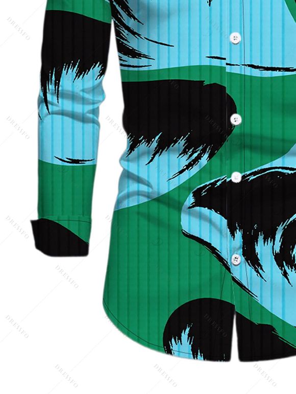 Men's Vacation Shirt Colorblock Abstract Palm Leaf Striped Print Button Up Long Sleeve Shirt - multicolor A M