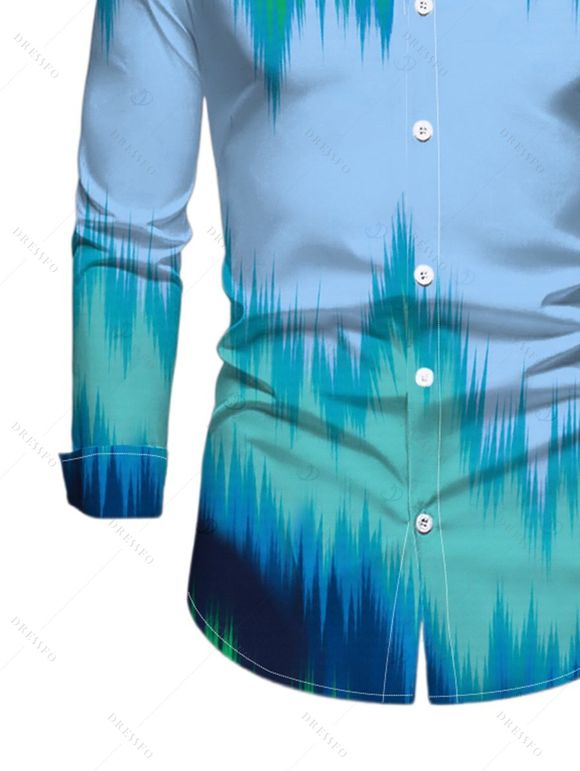 Vintage Couple Outfit Ombre Tie Dye Zig Zag Print Mesh Skew Neck Bodycon Dress and Long Sleeve Shirt Set - multicolor A S | US 4