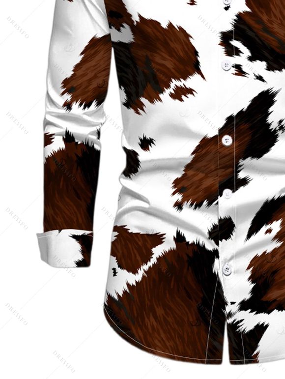 Vintage Couple Outfit Colorblock Cow Animal Print Scoop Neck Bodycon Dress and Long Sleeve Shirt Set - Blanc S | US 4