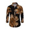 Vacation Couple Outfit Vintage Floral Print Mesh Skew Neck Bodycon Dress and Long Sleeve Shirt Set - Noir S | US 4