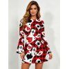 Vacation Dress Playing Cards Suit Argyle Print Bell Sleeve A Line Mini Dress - Rouge Vineux XXL | US 14