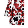 Vacation Dress Playing Cards Suit Argyle Print Bell Sleeve A Line Mini Dress - Rouge Vineux XXL | US 14