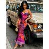 Vintage Party Dress Ink Painting Tie Dye Print Crisscross Mermaid Bodycon Dress - Concorde XXL | US 14