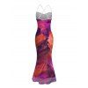 Vintage Party Dress Ink Painting Tie Dye Print Crisscross Mermaid Bodycon Dress - Concorde XXL | US 14