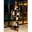 Commute Dress Colorblock Geometric Print Scoop Neck Long Sleeve Bodycon Dress - Noir XXL | US 14