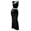Vacation Women Outfit Solid Color Cut Out Floral Decor Cropped Tank Top and Bodycon Long Skirt Set - Noir M | US 6