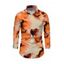 Men's Vacation Shirt Abstract Tie Dye Print Button Up Long Sleeve Shirt - Orange S