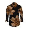 Men's Vacation Shirt Vintage Floral Print Button Up Long Sleeve Shirt - Noir L