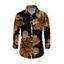 Men's Vacation Shirt Vintage Floral Print Button Up Long Sleeve Shirt - Noir L
