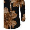 Men's Vacation Shirt Vintage Floral Print Button Up Long Sleeve Shirt - Noir L