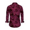 Men's Vintage Shirt Floral Leaf Print Button Up Long Sleeve Shirt - BYZANTINE S
