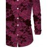 Men's Vintage Shirt Floral Leaf Print Button Up Long Sleeve Shirt - BYZANTINE S