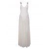 Elegant Party Dress Solid Color Mesh Panel Plunging Neck A Line Maxi Dress - Blanc M | US 6