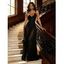 Elegant Party Dress Solid Color Mesh Panel Plunging Neck A Line Maxi Dress - Rouge Vineux XL | US 12