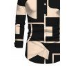 Commute Couple Outfit Colorblock Geometric Print Scoop Neck Bodycon Dress and Long Sleeve Shirt Set - Noir S | US 4