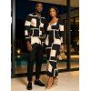 Commute Couple Outfit Colorblock Geometric Print Scoop Neck Bodycon Dress and Long Sleeve Shirt Set - Noir S | US 4