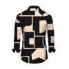 Commute Couple Outfit Colorblock Geometric Print Scoop Neck Bodycon Dress and Long Sleeve Shirt Set - Noir S | US 4