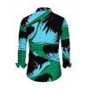 Vacation Couple Outfit Colorblock Abstract Palm Leaf Striped Print Scoop Neck Bodycon Dress and Long Sleeve Shirt Set - multicolor A S | US 4