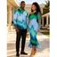 Vintage Couple Outfit Ombre Tie Dye Zig Zag Print Mesh Skew Neck Bodycon Dress and Long Sleeve Shirt Set - multicolor A S | US 4