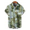 Vintage Couple Outfit Ink Painting Tie Dye Print Crisscross Mermaid Bodycon Dress and Long Sleeve Shirt Set - Vert Armée S | US 4