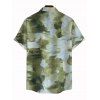 Vintage Couple Outfit Ink Painting Tie Dye Print Crisscross Mermaid Bodycon Dress and Long Sleeve Shirt Set - Vert Armée S | US 4