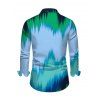 Men's Vintage Vacation Shirt Ombre Tie Dye Zig Zag Print Button Up Long Sleeve Shirt - multicolor A S