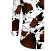 Men's Vintage Shirt Colorblock Cow Animal Print Button Up Long Sleeve Shirt - Blanc 3XL