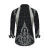 Men's Gothic Shirt Skeleton Skull Polka Dots Printed Button Up Long Sleeve Shirt - Noir XL