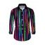 Men's Vacation Shirt Abstract Multicolor Striped Print Button Up Long Sleeve Shirt - Noir L