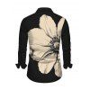 Men's Casual Shirt Sketch Floral Print Button Up Long Sleeve Shirt - Noir L