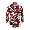 Men's Vacation Shirt Playing Cards Suit Argyle Print Button Up Long Sleeve Shirt - Rouge Vineux S
