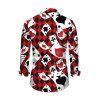 Men's Vacation Shirt Playing Cards Suit Argyle Print Button Up Long Sleeve Shirt - Rouge Vineux S